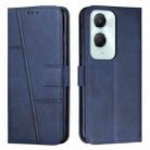 For vivo Y03 / Y18 / Y18e Stitching Calf Texture Buckle Leather Phone Case(Blue) - 1