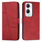 For vivo Y03 / Y18 / Y18e Stitching Calf Texture Buckle Leather Phone Case(Red) - 1