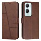 For vivo Y03 / Y18 / Y18e Stitching Calf Texture Buckle Leather Phone Case(Brown) - 1