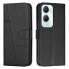 For vivo Y03 / Y18 / Y18e Stitching Calf Texture Buckle Leather Phone Case(Black) - 1