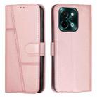 For vivo Y28 4G Stitching Calf Texture Buckle Leather Phone Case(Pink) - 1