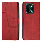 For vivo Y28 4G Stitching Calf Texture Buckle Leather Phone Case(Red) - 1