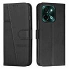 For vivo Y28 4G Stitching Calf Texture Buckle Leather Phone Case(Black) - 1