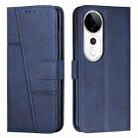 For vivo V40 / V40 Pro / T3 Ultra Stitching Calf Texture Buckle Leather Phone Case(Blue) - 1