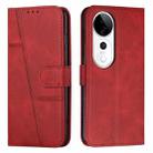 For vivo V40 / V40 Pro / T3 Ultra Stitching Calf Texture Buckle Leather Phone Case(Red) - 1