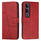 For vivo V50 Lite Stitching Calf Texture Buckle Leather Phone Case(Red) - 1