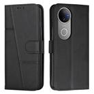For vivo V50 5G Global Stitching Calf Texture Buckle Leather Phone Case(Black) - 1