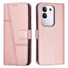 For vivo Y29 4G Stitching Calf Texture Buckle Leather Phone Case(Pink) - 1