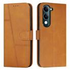 For vivo Y29s 5G / Y04 4G Stitching Calf Texture Buckle Leather Phone Case(Yellow) - 1
