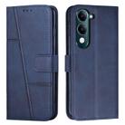 For vivo Y29s 5G / Y04 4G Stitching Calf Texture Buckle Leather Phone Case(Blue) - 1