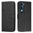 For vivo Y29s 5G / Y04 4G Stitching Calf Texture Buckle Leather Phone Case(Black) - 1