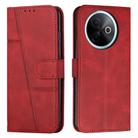 For vivo Y39 5G Global Stitching Calf Texture Buckle Leather Phone Case(Red) - 1