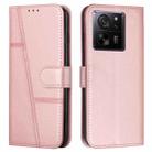 For Xiaomi 13T / Xiaomi 13T Pro Stitching Calf Texture Buckle Leather Phone Case(Pink) - 1