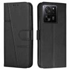 For Xiaomi 13T / Xiaomi 13T Pro Stitching Calf Texture Buckle Leather Phone Case(Black) - 1