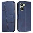 For Xiaomi Redmi 13C Stitching Calf Texture Buckle Leather Phone Case(Blue) - 1