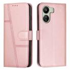 For Xiaomi Redmi 13C Stitching Calf Texture Buckle Leather Phone Case(Pink) - 1