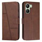 For Xiaomi Redmi 13C Stitching Calf Texture Buckle Leather Phone Case(Brown) - 1