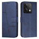 For Xiaomi Redmi Note 13 Stitching Calf Texture Buckle Leather Phone Case(Blue) - 1