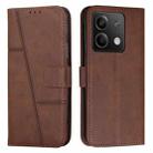 For Xiaomi Redmi Note 13 Stitching Calf Texture Buckle Leather Phone Case(Brown) - 1