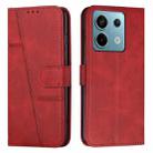 For Xiaomi Redmi Note 13 pro Stitching Calf Texture Buckle Leather Phone Case(Red) - 1