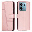 For Xiaomi Redmi Note 13 pro Stitching Calf Texture Buckle Leather Phone Case(Pink) - 1