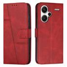 For Xiaomi Redmi Note 13 pro+ Stitching Calf Texture Buckle Leather Phone Case(Red) - 1