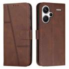 For Xiaomi Redmi Note 13 pro+ Stitching Calf Texture Buckle Leather Phone Case(Brown) - 1