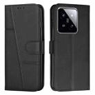 For Xiaomi 14 Stitching Calf Texture Buckle Leather Phone Case(Black) - 1
