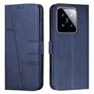 For Xiaomi 14 pro Stitching Calf Texture Buckle Leather Phone Case(Blue) - 1