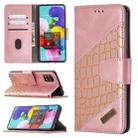 For Samsung Galaxy A51 Matching Color Crocodile Texture Horizontal Flip PU Leather Case with Wallet & Holder & Card Slots(Rose Gold) - 1
