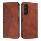 For Sony Xperia 1 V 2023 Diamond Splicing Skin Feel Magnetic Leather Phone Case(Brown) - 1