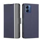 For Motorola Moto G14 4G Twill Texture Side Button Leather Phone Case(Blue) - 1