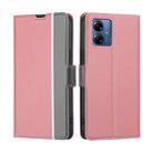 For Motorola Moto G14 4G Twill Texture Side Button Leather Phone Case(Pink) - 1