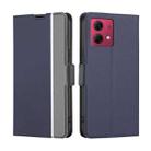 For Motorola Moto G84 5G Twill Texture Side Button Leather Phone Case(Blue) - 1