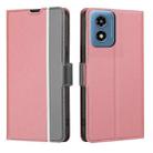 For Motorola Moto G Play 4G 2024 Twill Texture Side Button Leather Phone Case(Pink) - 1