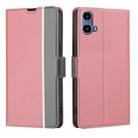 For Motorola Moto G34 5G Twill Texture Side Button Leather Phone Case(Pink) - 1