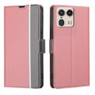 For Motorola Edge 50 Ultra Twill Texture Side Button Leather Phone Case(Pink) - 1