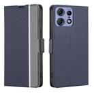 For Motorola Edge 50 Pro 5G Twill Texture Side Button Leather Phone Case(Blue) - 1