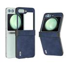 For Samsung Galaxy Z Flip5 ABEEL Hinge Two-color Calf Texture PU Phone Case(Blue) - 1