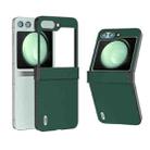 For Samsung Galaxy Z Flip5 ABEEL Hinge Genuine Leather Silky Soft Black Edge Phone Case(Green) - 1