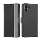 For Nothing Phone 2 Twill Texture Side Button Leather Phone Case(Black) - 1