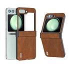 For Samsung Galaxy Z Flip5 ABEEL Hinge Retro Texture PU Phone Case(Brown) - 1