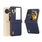 For OPPO Find N3 Flip ABEEL Hinge Wood Texture PU Phone Case(Blue) - 1