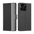 For Honor X6a 4G Twill Texture Side Button Leather Phone Case(Black) - 1