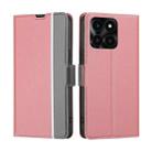 For Honor X6a 4G Twill Texture Side Button Leather Phone Case(Pink) - 1