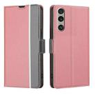 For Sony Xperia 1 VI Twill Texture Side Button Leather Phone Case(Pink) - 1