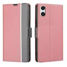 For Sony Xperia 10 VI Twill Texture Side Button Leather Phone Case(Pink) - 1