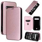 For Kyocera Torque G06 KYG03 Carbon Fiber Texture Flip Leather Phone Case(Pink) - 1
