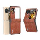 For OPPO Find N3 Flip ABEEL Hinge Weave Plaid PU Phone Case(Brown) - 1