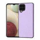 For Samsung Galaxy A12 Litchi Pattern Stitched Side-mounted Phone Case(Purple) - 1